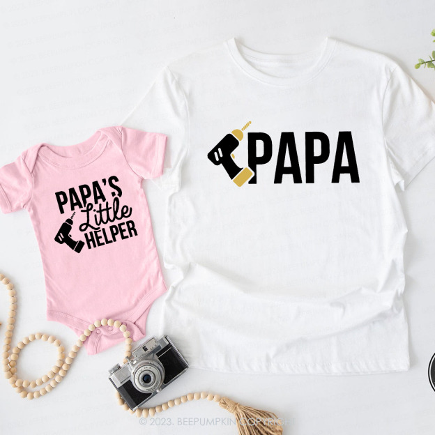 Papa And Papa's Little Helper Dad & Me Matching T-Shirts