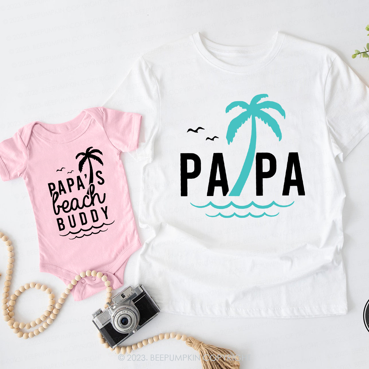 Papa And Papa's Beach Buddy Dad & Me Matching T-Shirts
