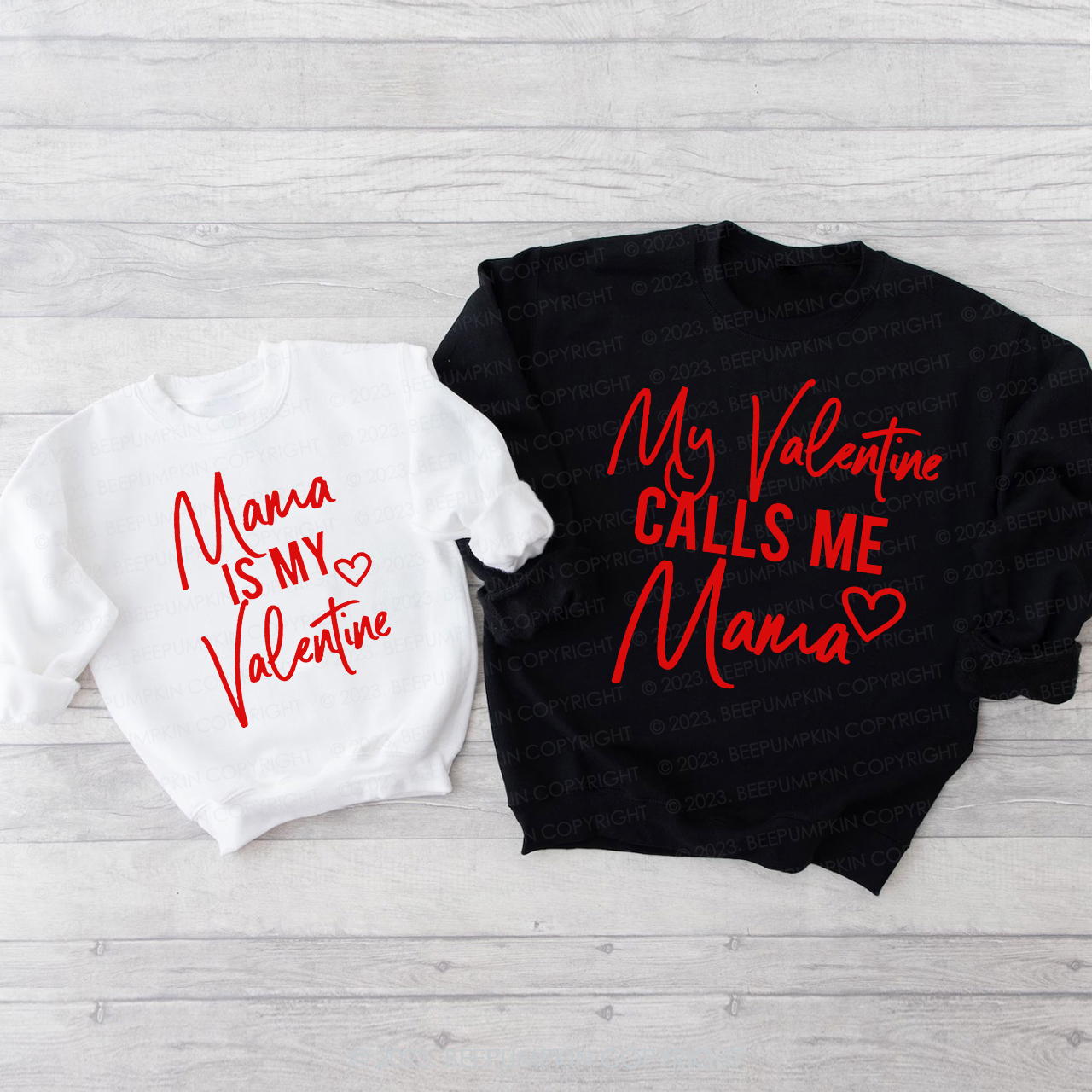 My Valentine Calls Me Mama Matching Valentine��s Sweatshirt