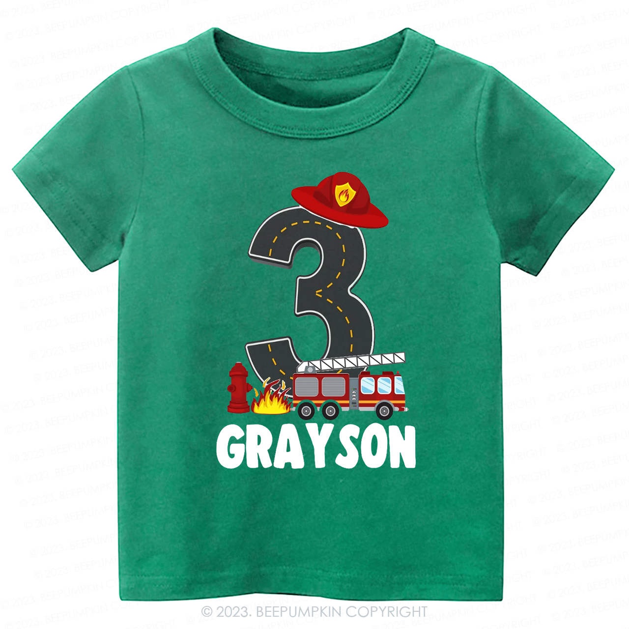 Personalized Sound the Alarm Boy's Fire Truck Birthday Kids Tees