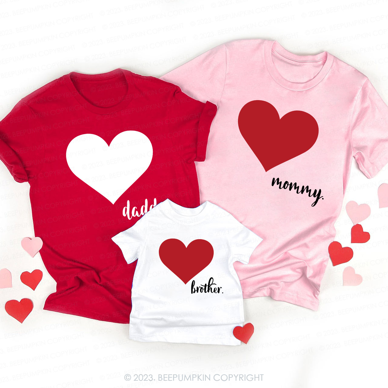 Dad Mama And Me Red Hearts Matching Valentine��s Shirts