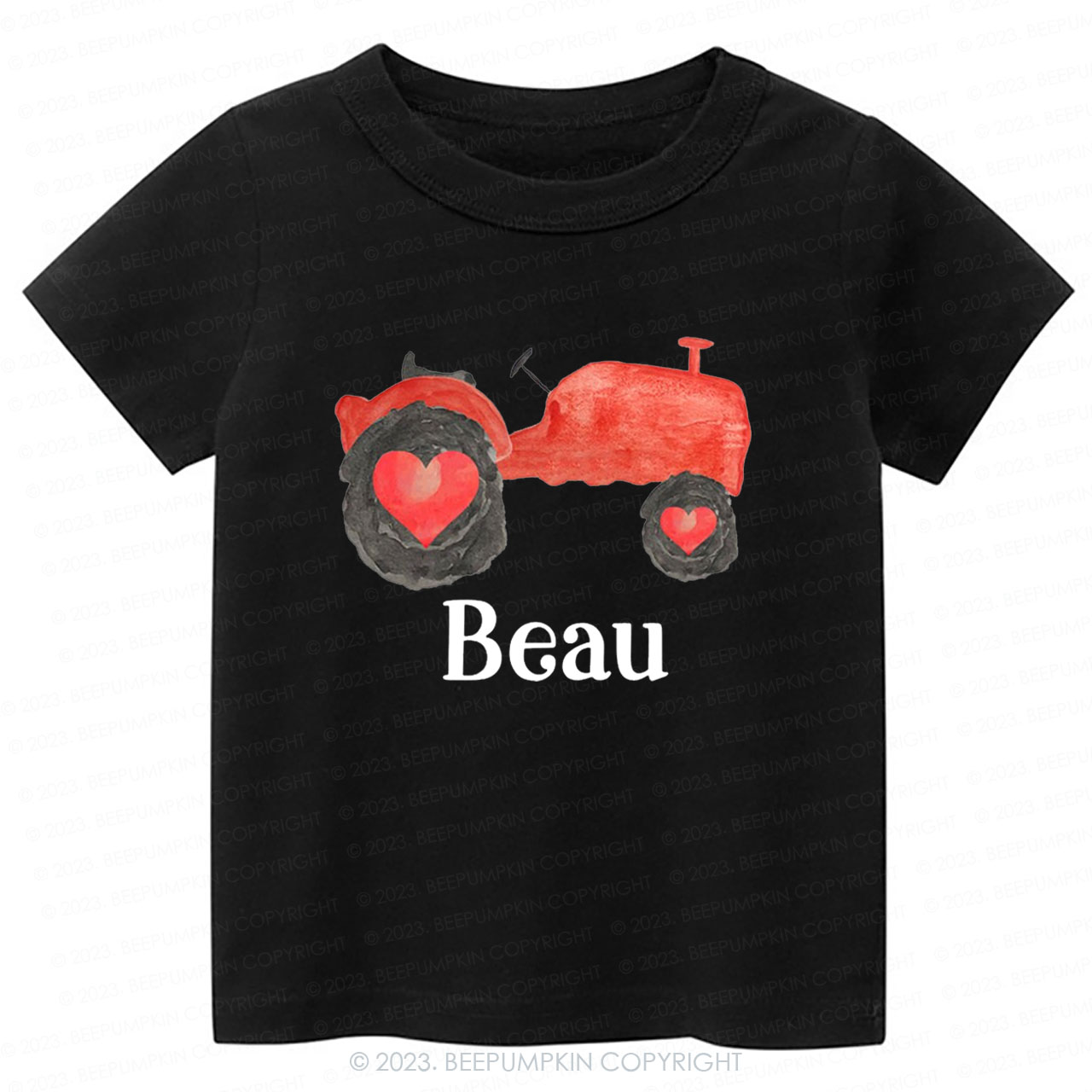 Personalized Name Tractor Valentines Day Kids Tees
