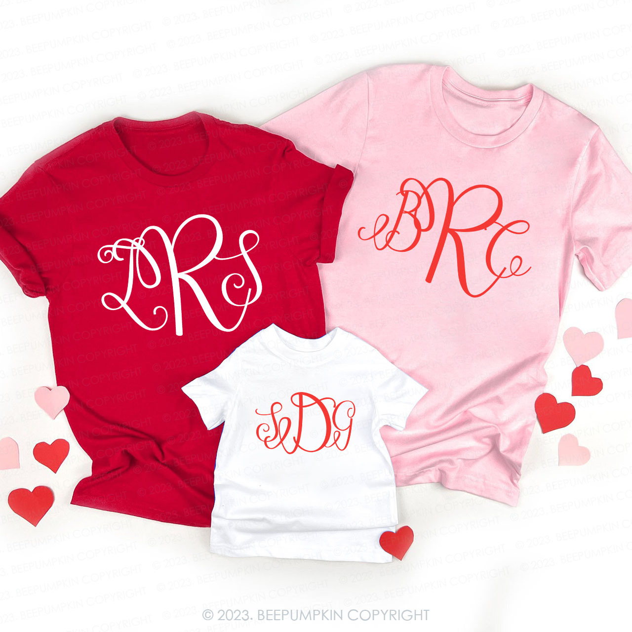 Fancy Cursive Monogram Matching Valentine��s Shirts