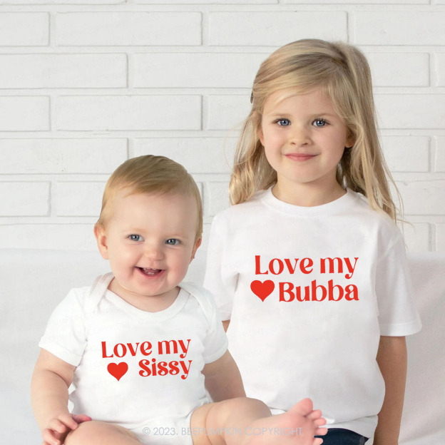 Love My Valentines Day Gift Matching Sibling Shirts