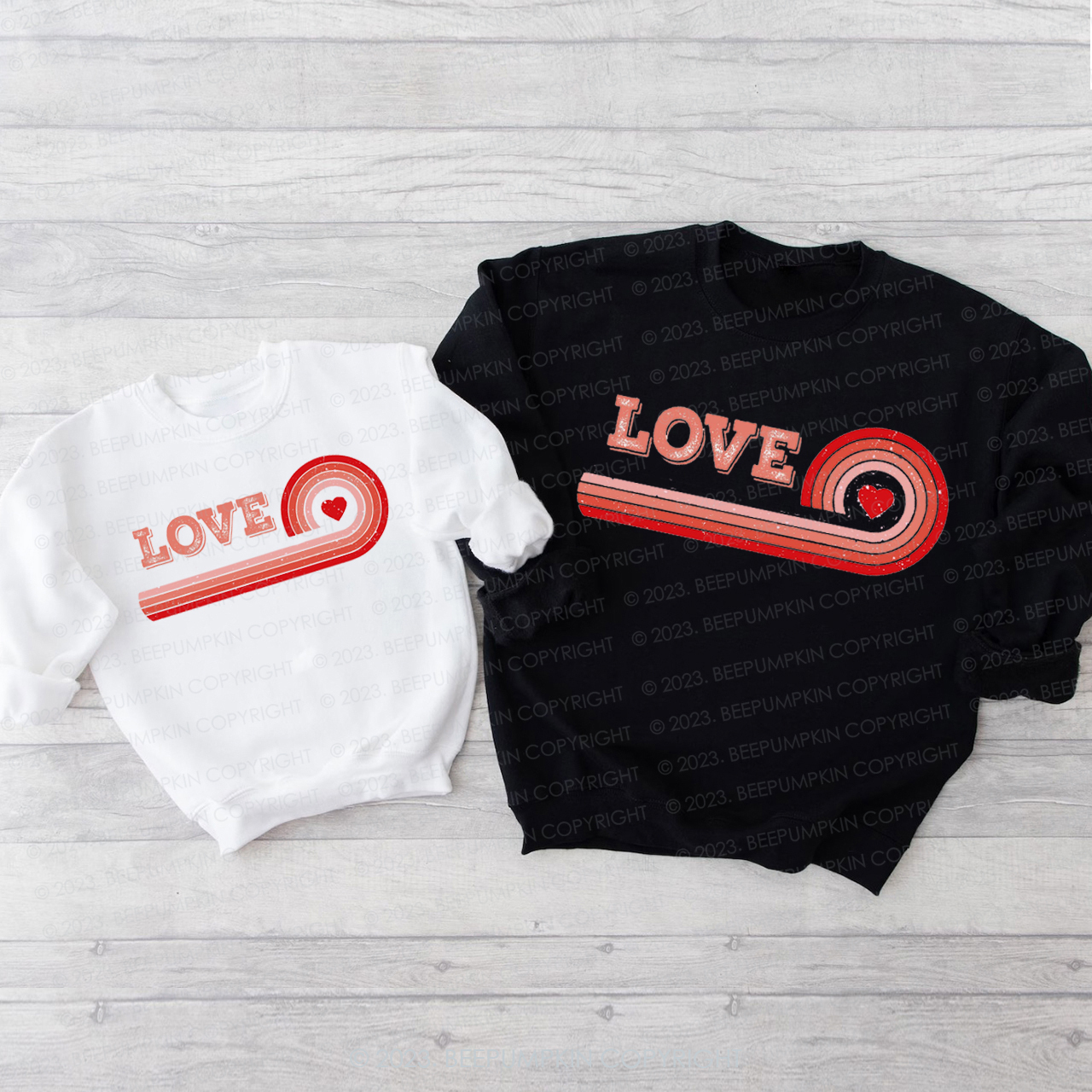 Retro Rainbow Matching Valentine��s Sweatshirt