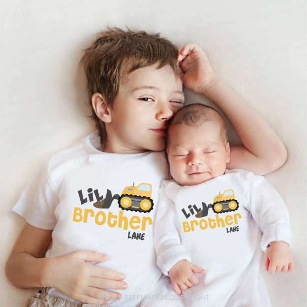 Construction Truck Matching Big Brother Little Brother Shirts