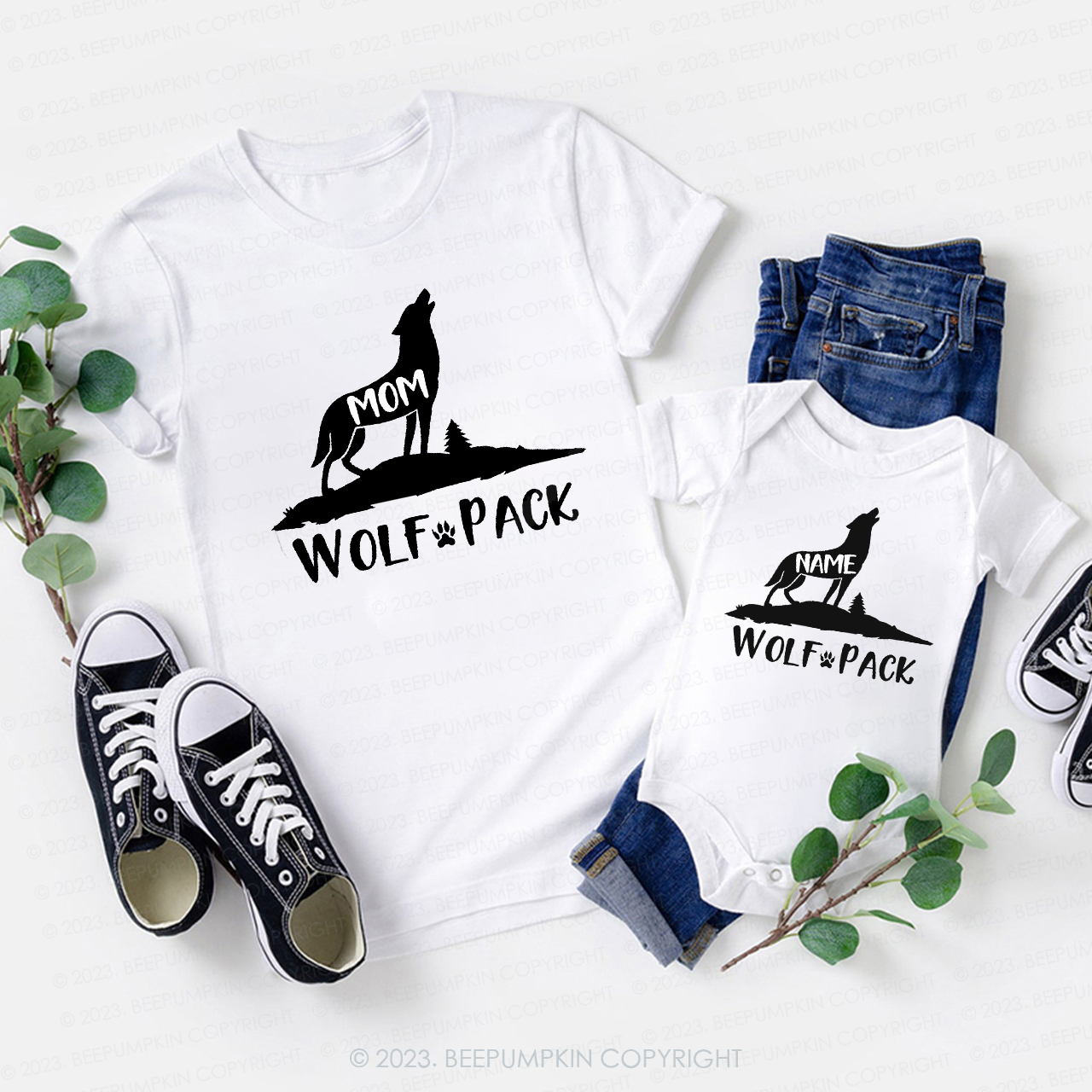 Personalized Wolf Pack Family Matching Shirts
