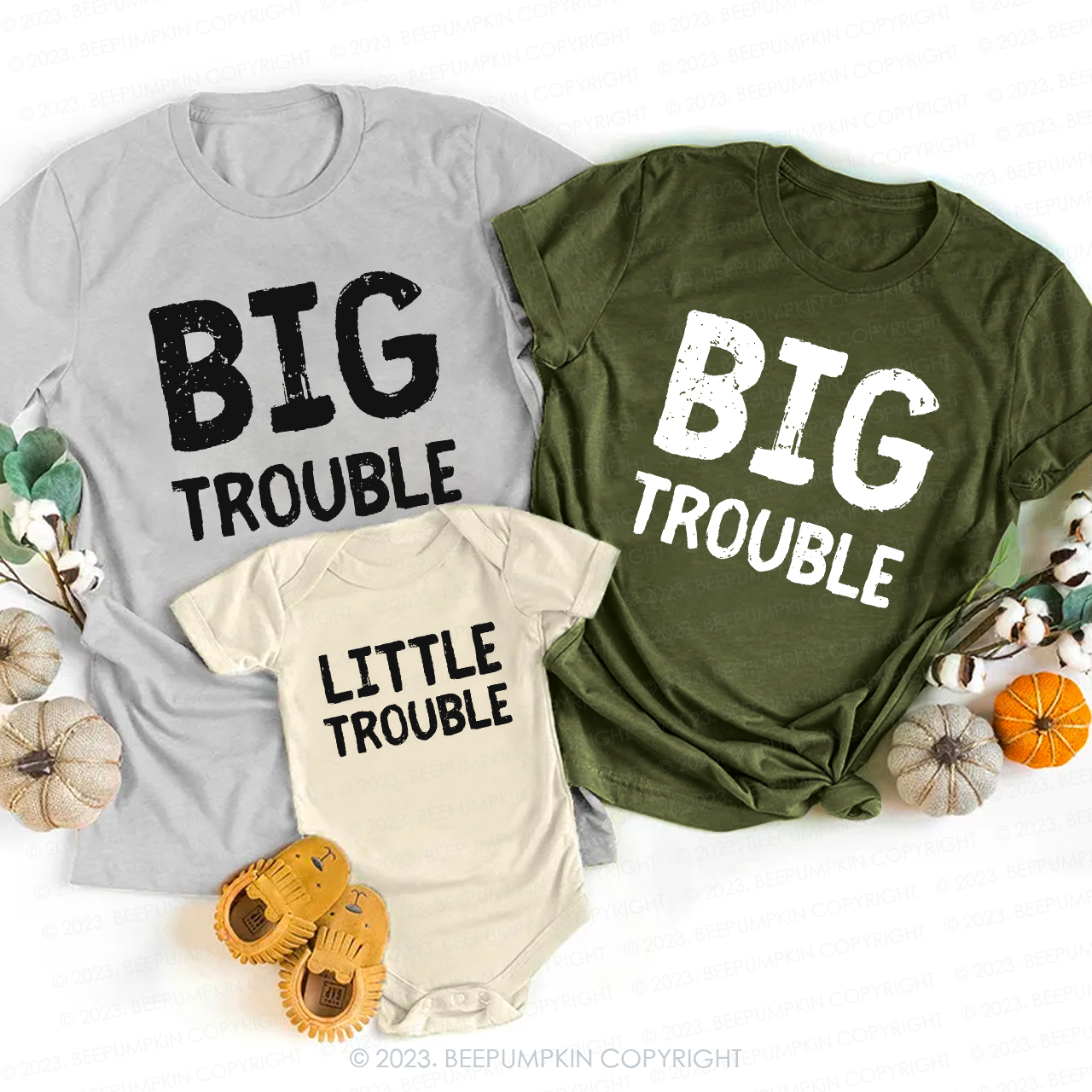 Big Trouble Little Trouble Family Matching Shirts