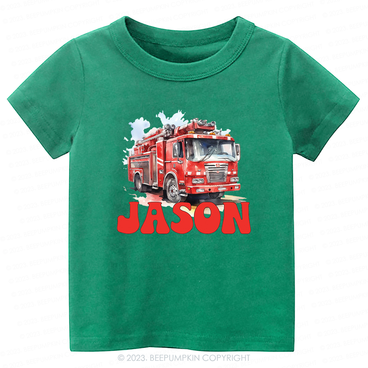 Personalized Name Firetruck-Toddler Tees