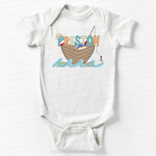 Boat Flowing Water Fishing Bodysuit For Baby