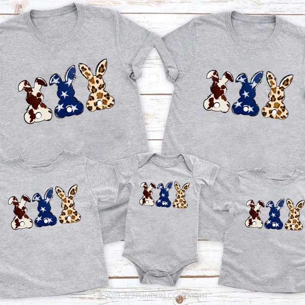 Leopard Print Polka Dots Bunny Easter Matching Shirts
