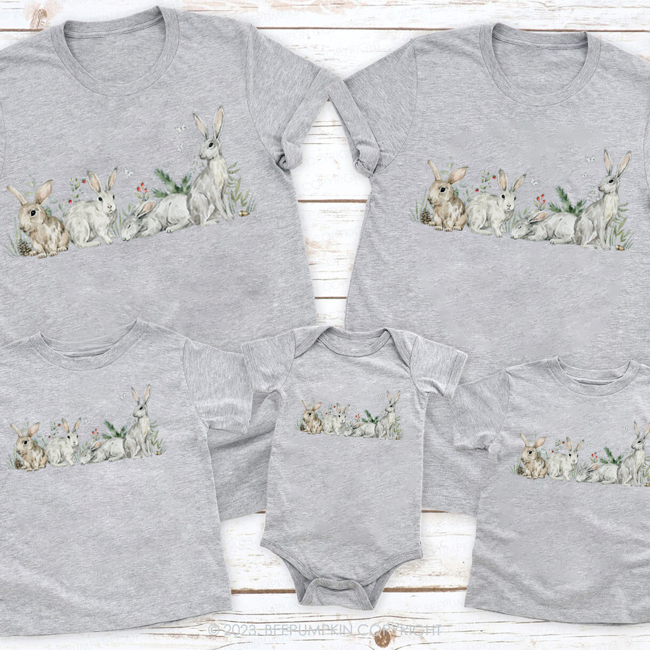 Watercolor Painting Bunny Matching Group Easter Shirts
