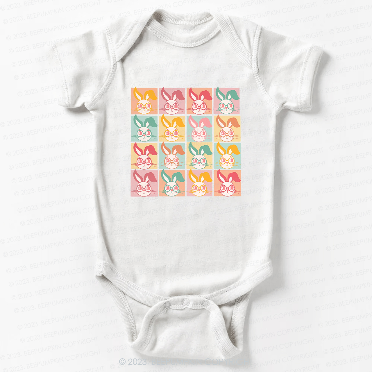 Checkered Bunny Kids Retro Bodysuit For Baby