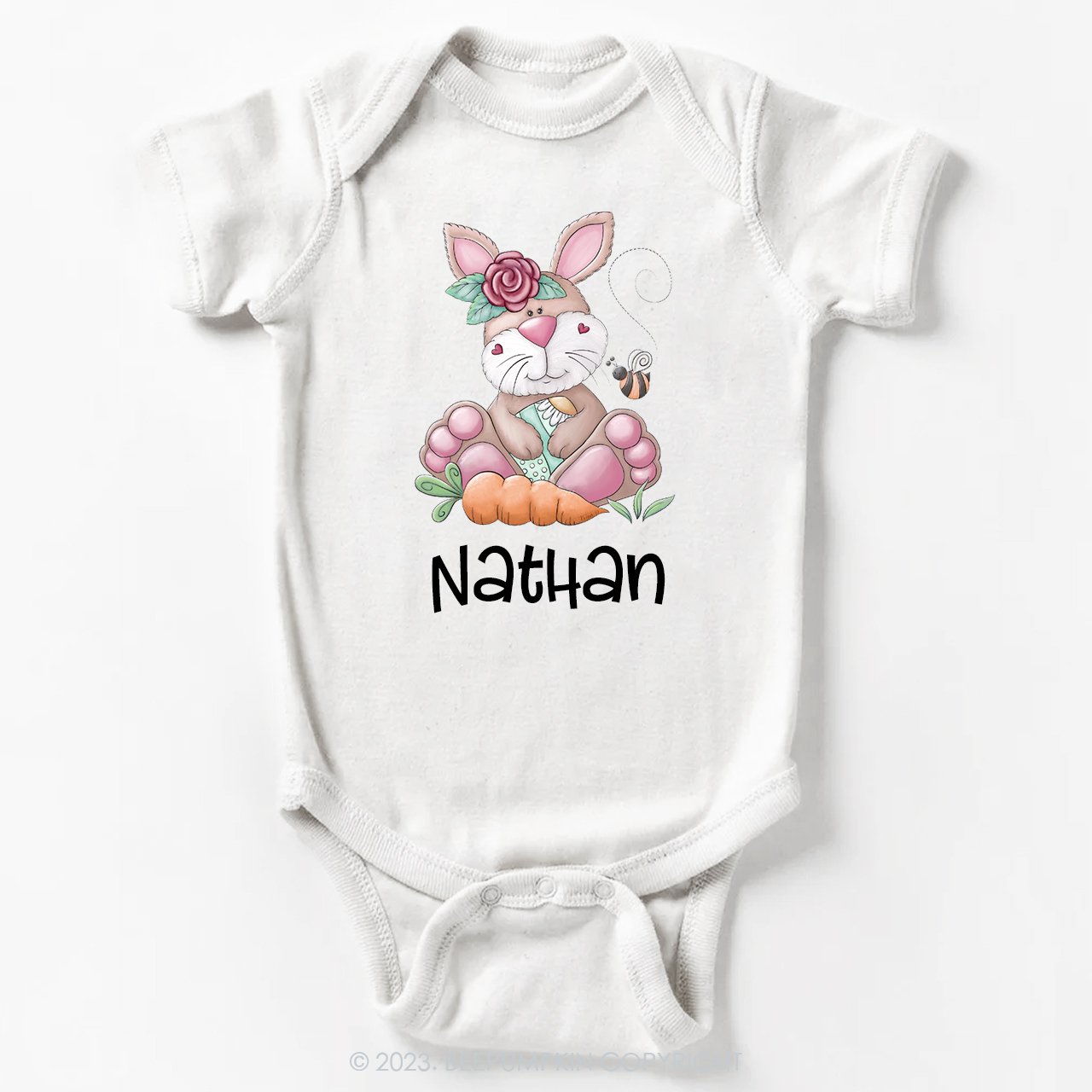Personalized Spring Happy Bunny Easter Bodysuit For Baby