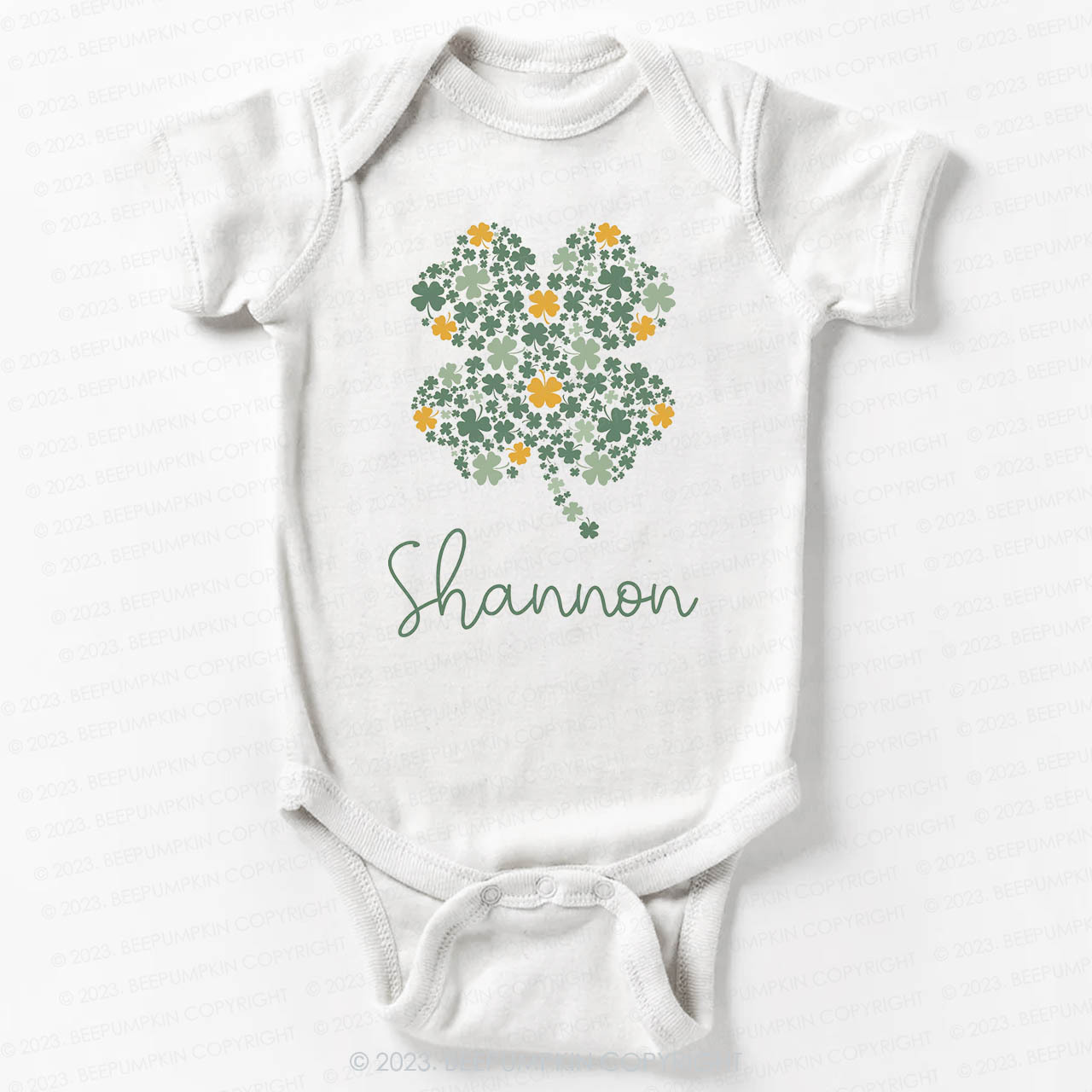 Personalized Cute Shamrock St.Patricks Day Bodysuit For Baby