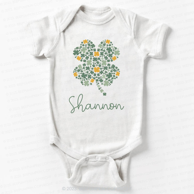 Personalized Cute Shamrock St.Patricks Day Bodysuit For Baby