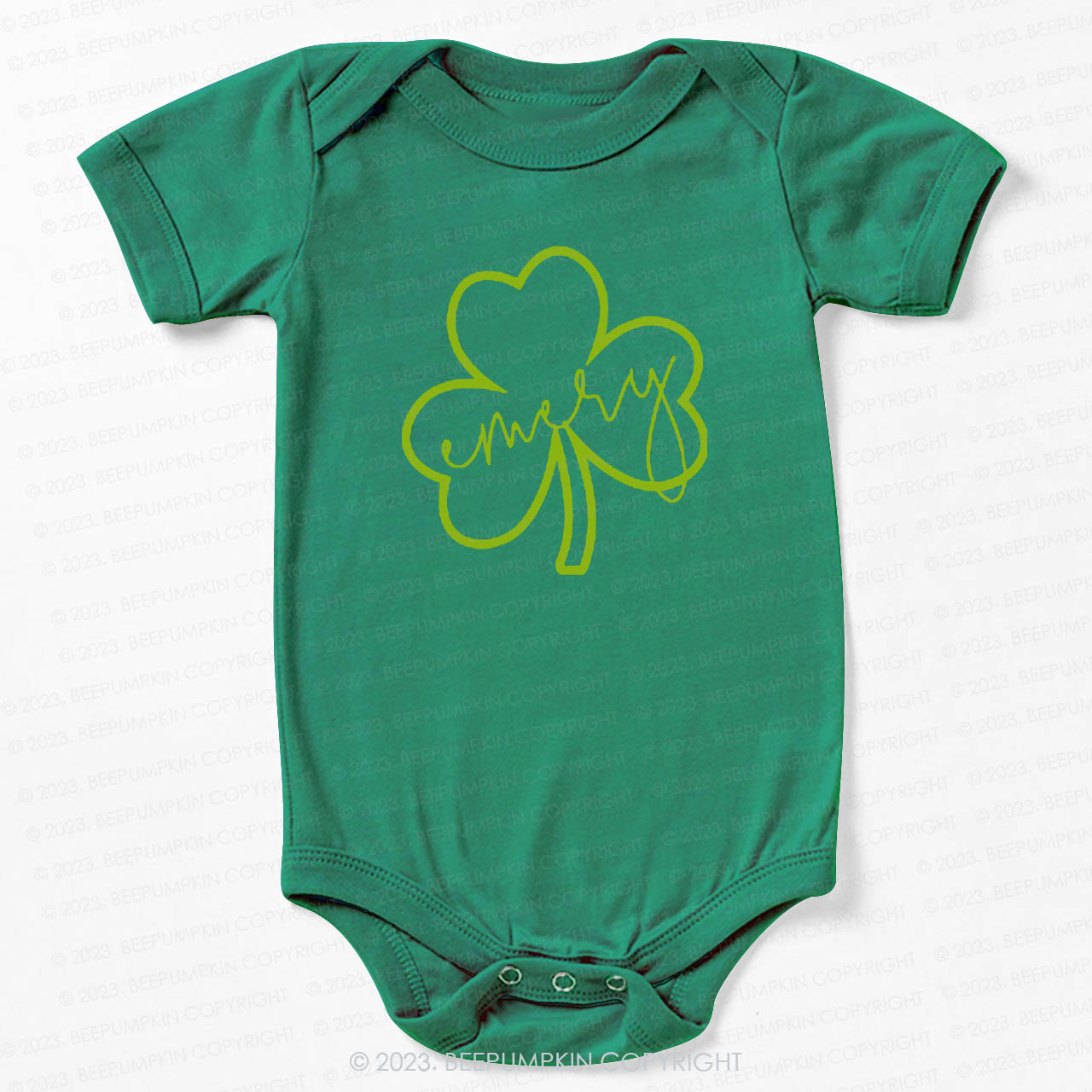 Shamrock Glitter Name St.Patricks Day Bodysuit For Baby
