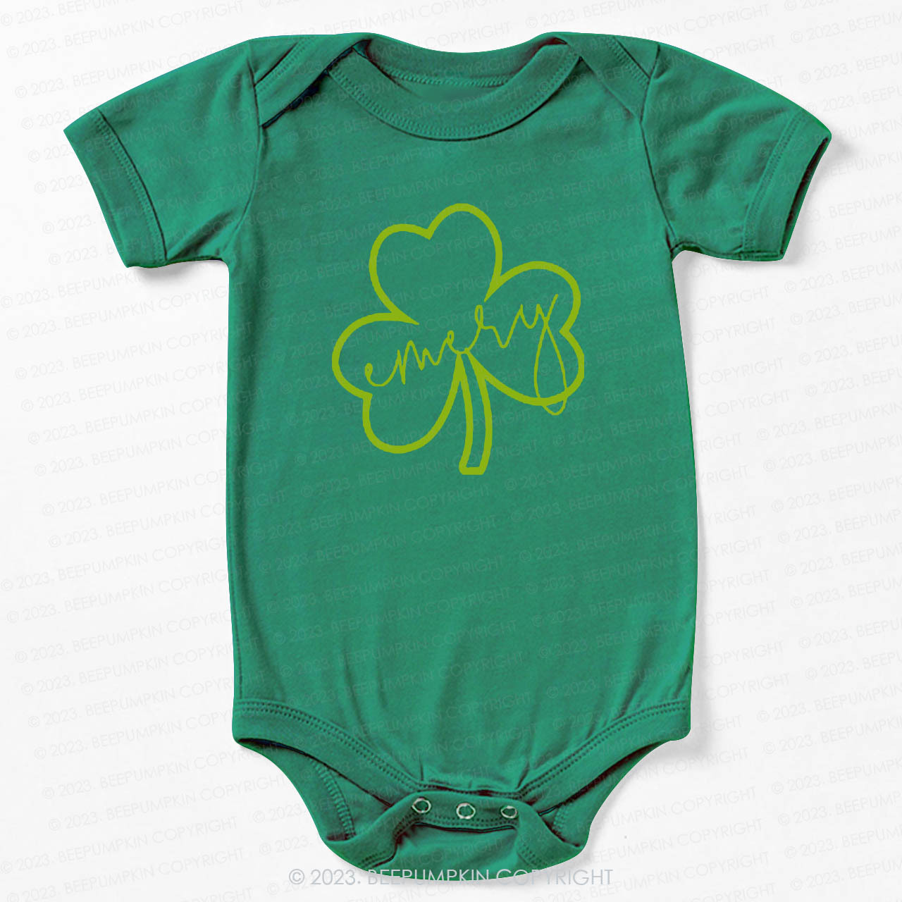 Shamrock Glitter Name St.Patricks Day Bodysuit For Baby