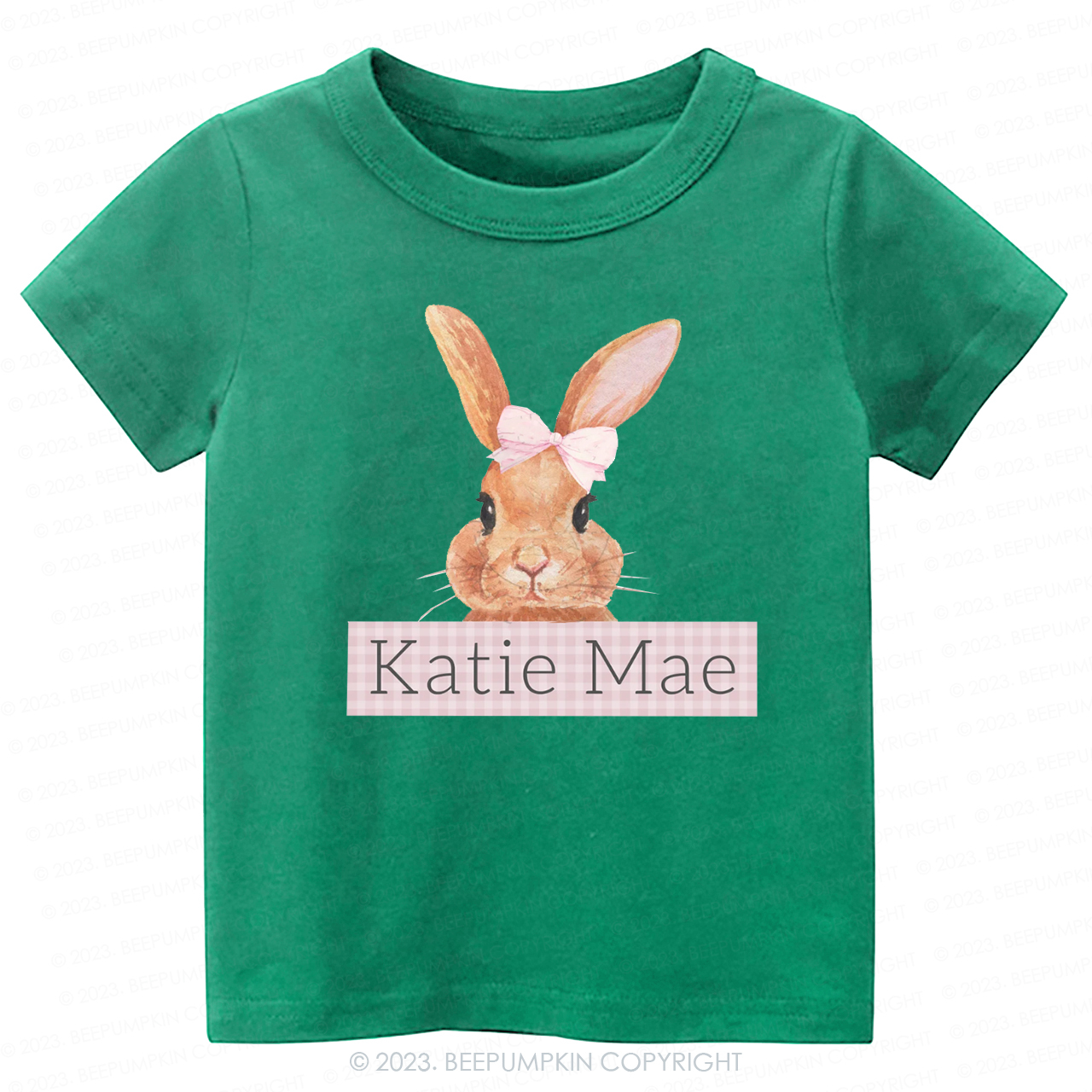 Pink Bunny Gingham Name -Toddler Tees