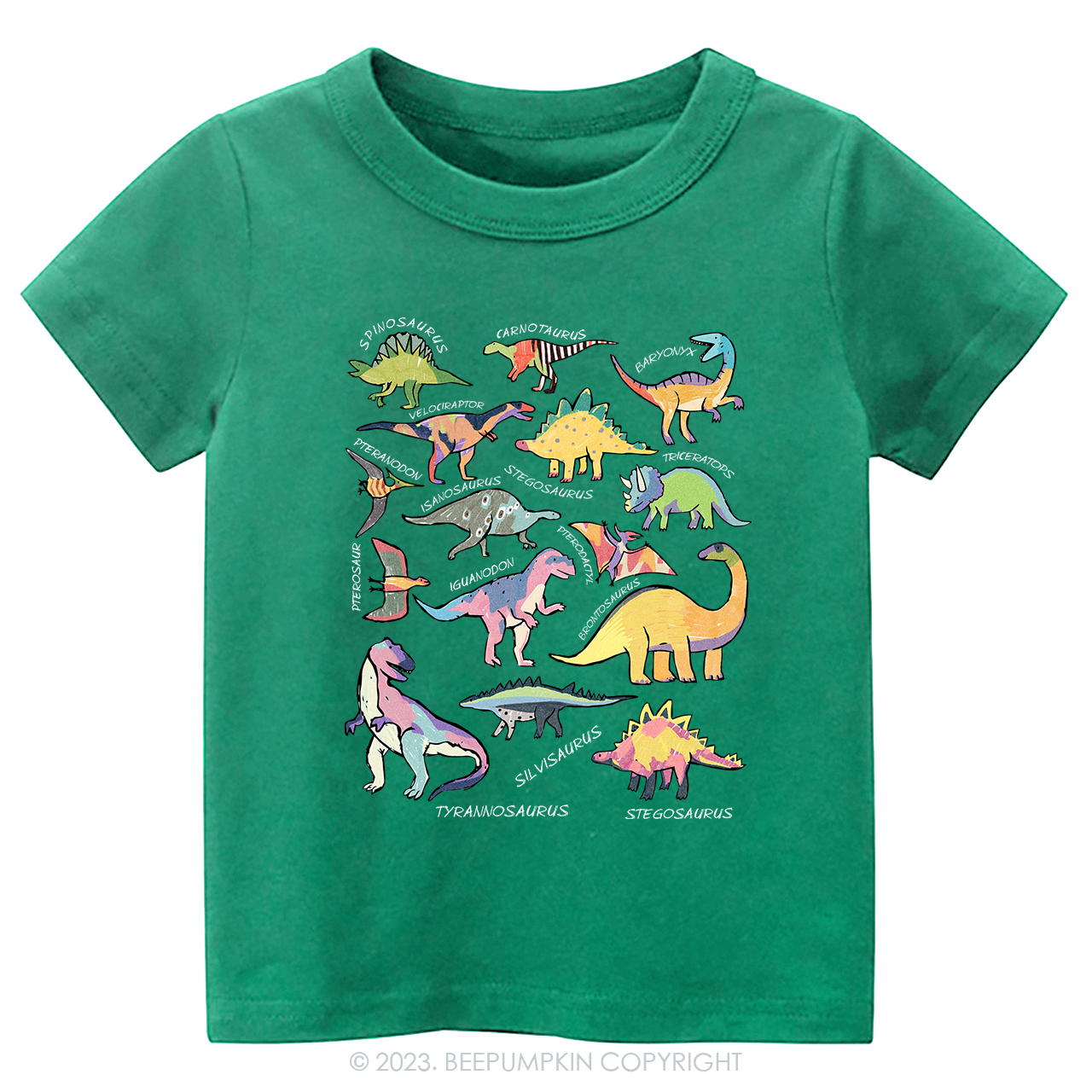 Retro Natural Toddler T-shirt - Types of Dinosaurs