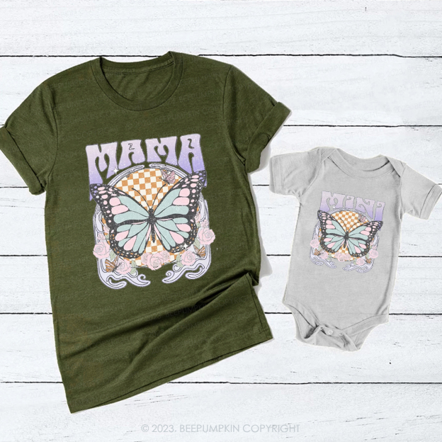 Mama And Mini Butterfly Retro Mom&Me Matching Tees