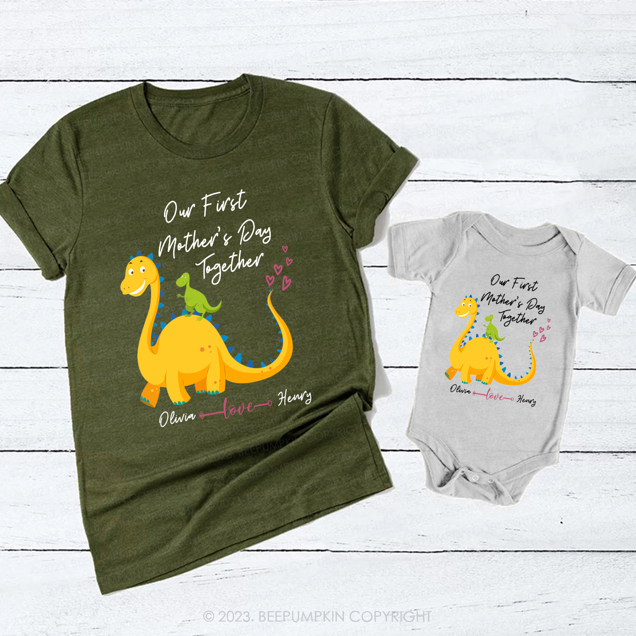 Our First Mother's Day Dinosaur Mom&Me Matching Tees