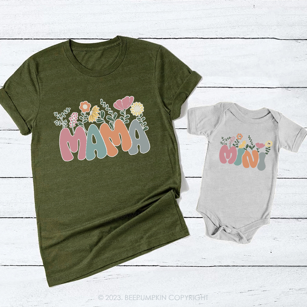 Colorful Flowers Mom&Me Matching Tees