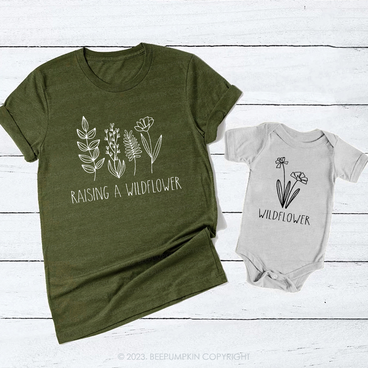 Raising A Wildflower and Wildflower Mama Mini Matching T-Shirt