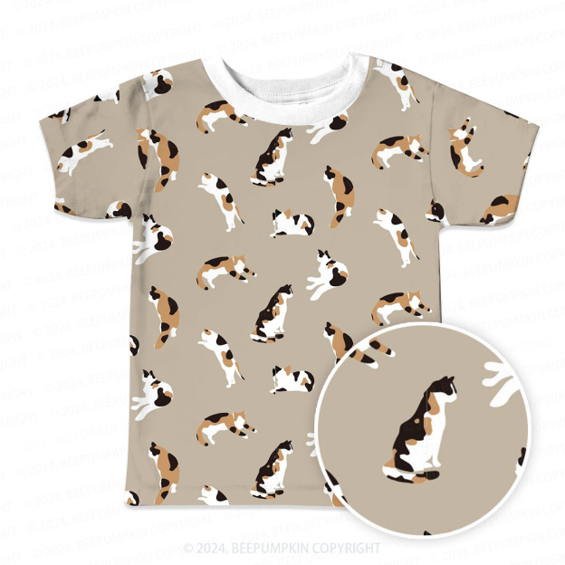 Spotted Plaid Cat All Over Print Kids Tees