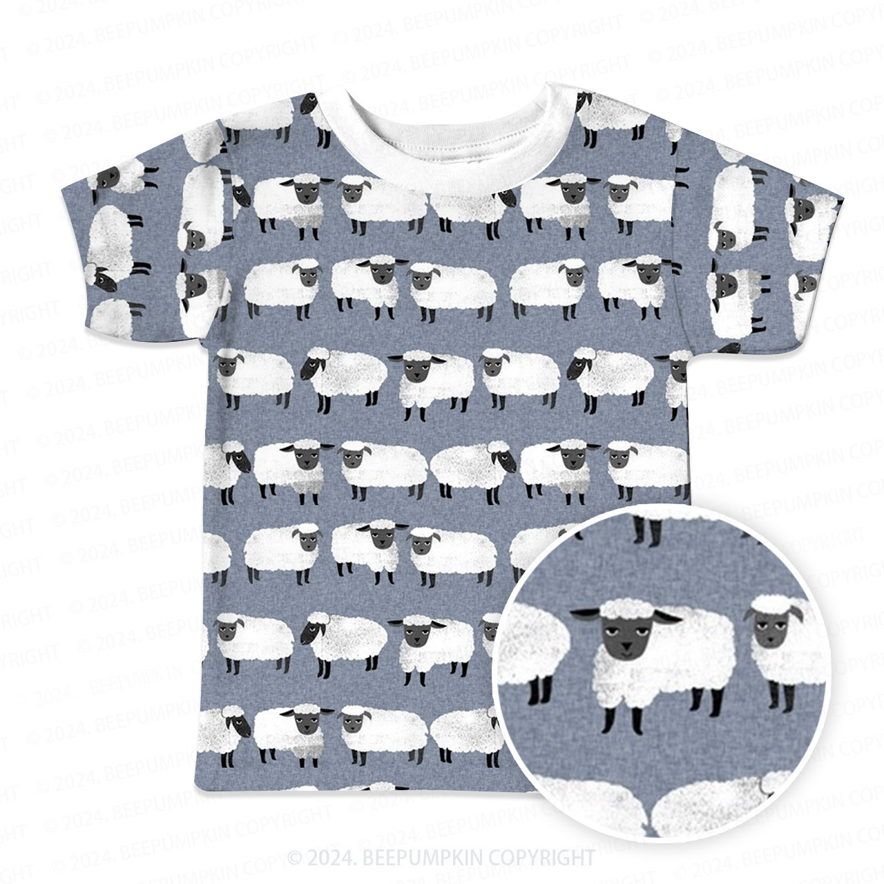 Farm Cute Lamb All Over Print Kids Tees