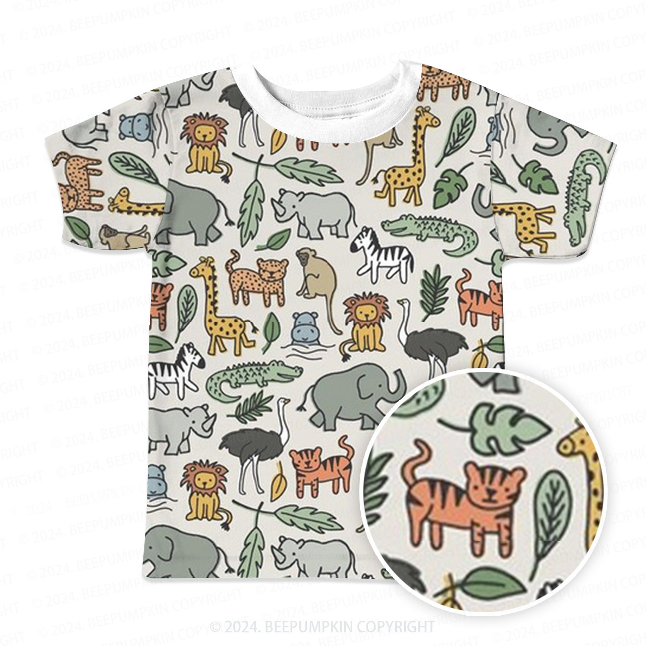 Safari Colorful Zoo All Over Print Kids Tees