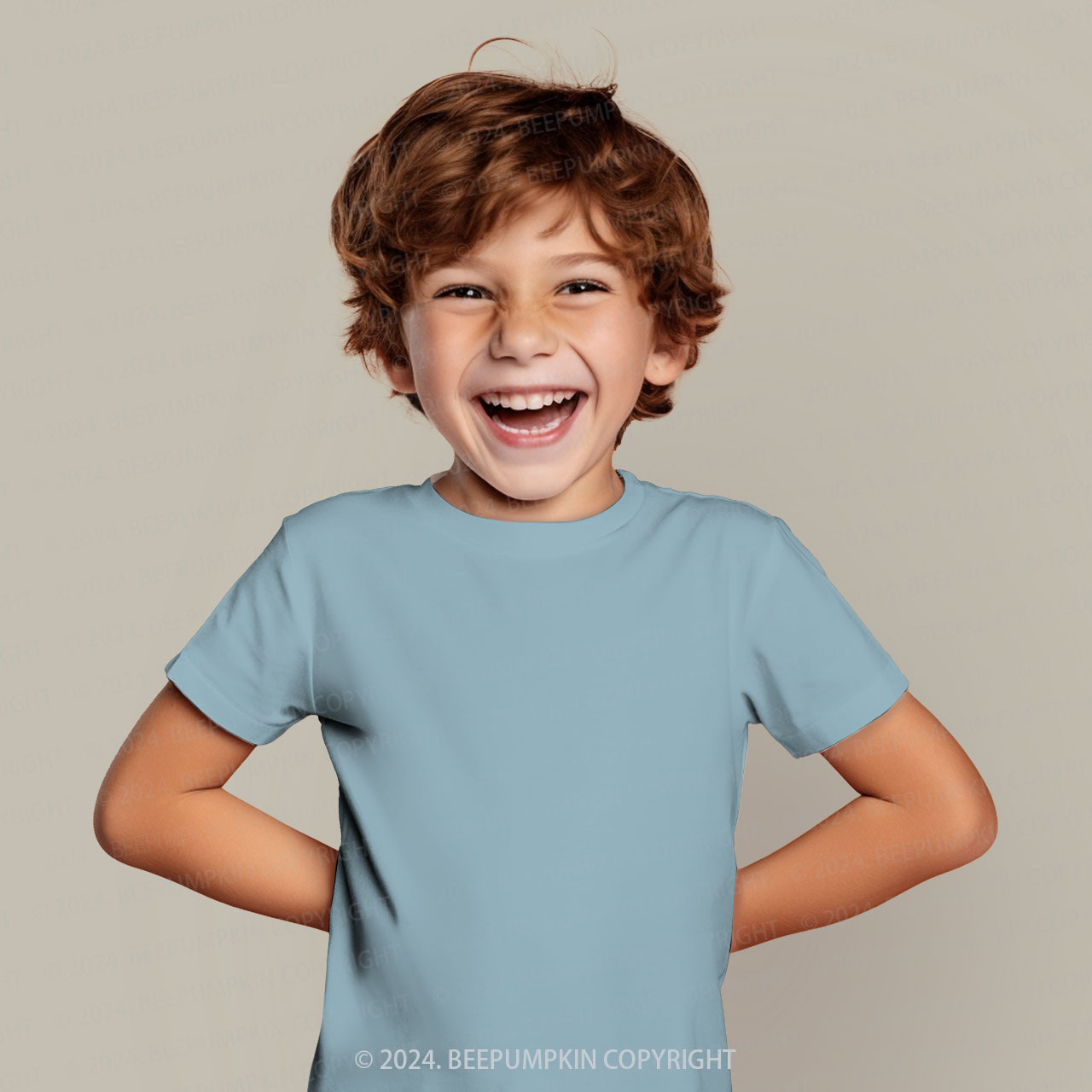 LightSteelBlue Solid Color All Over Print Kids Tees