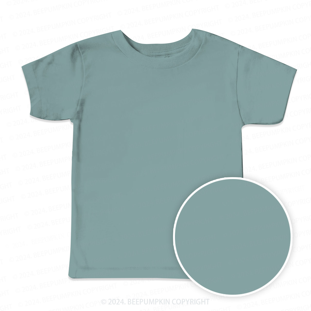 Grey Cyan Solid Color All Over Print Kids Tees