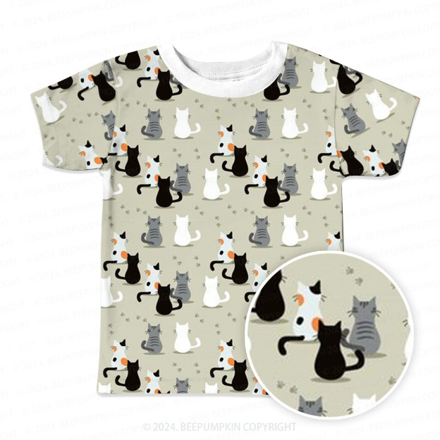 Cat's Back And Footprints  All Over Print Kids Tees