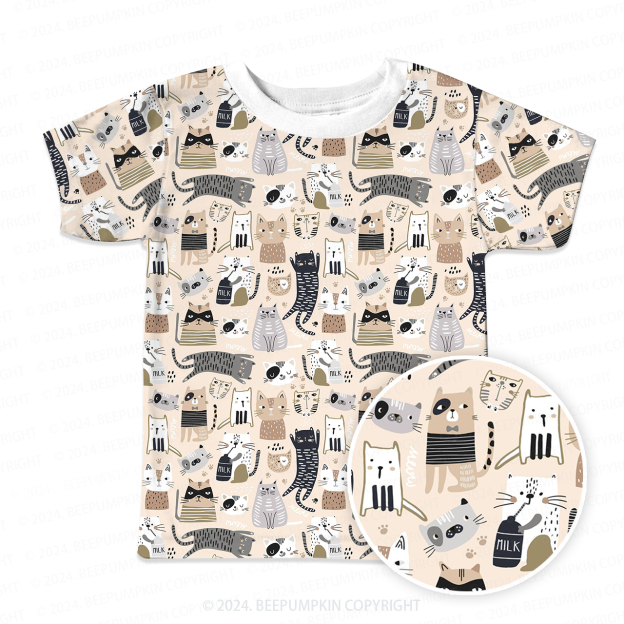 Various Free Cats All Over Print Kids Tees