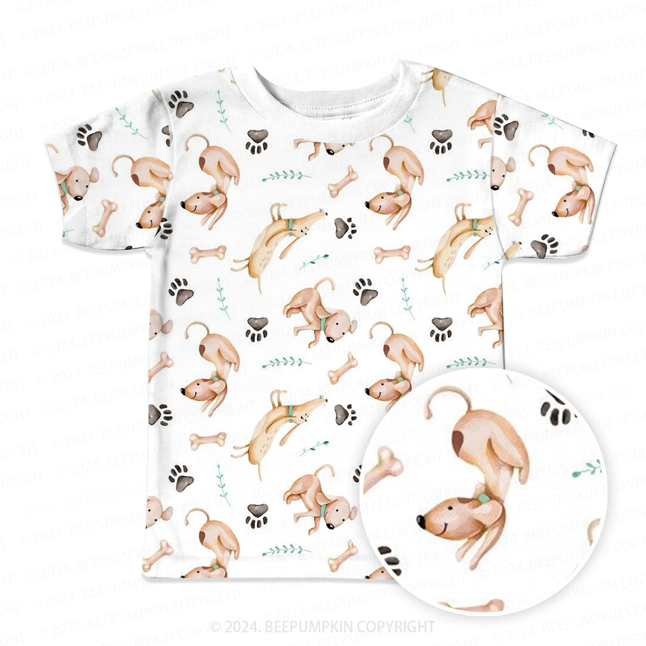 Dogs Grabbing Bones All Over Print Kids Tees