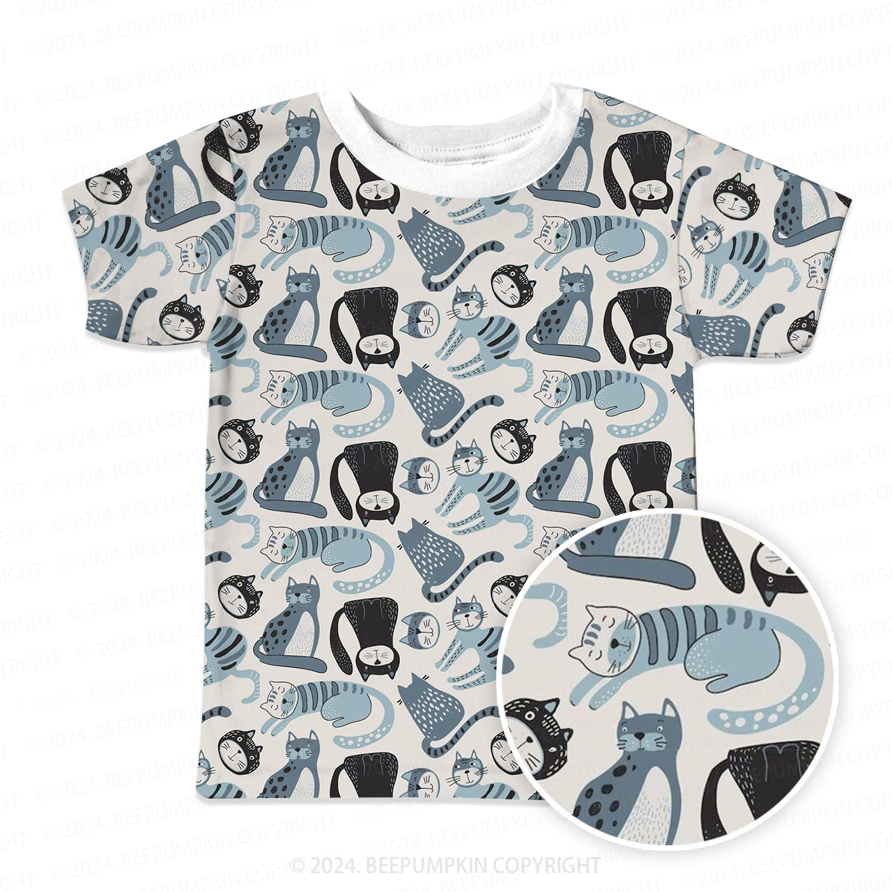 Abstract Art Cat All Over Print Kids Tees