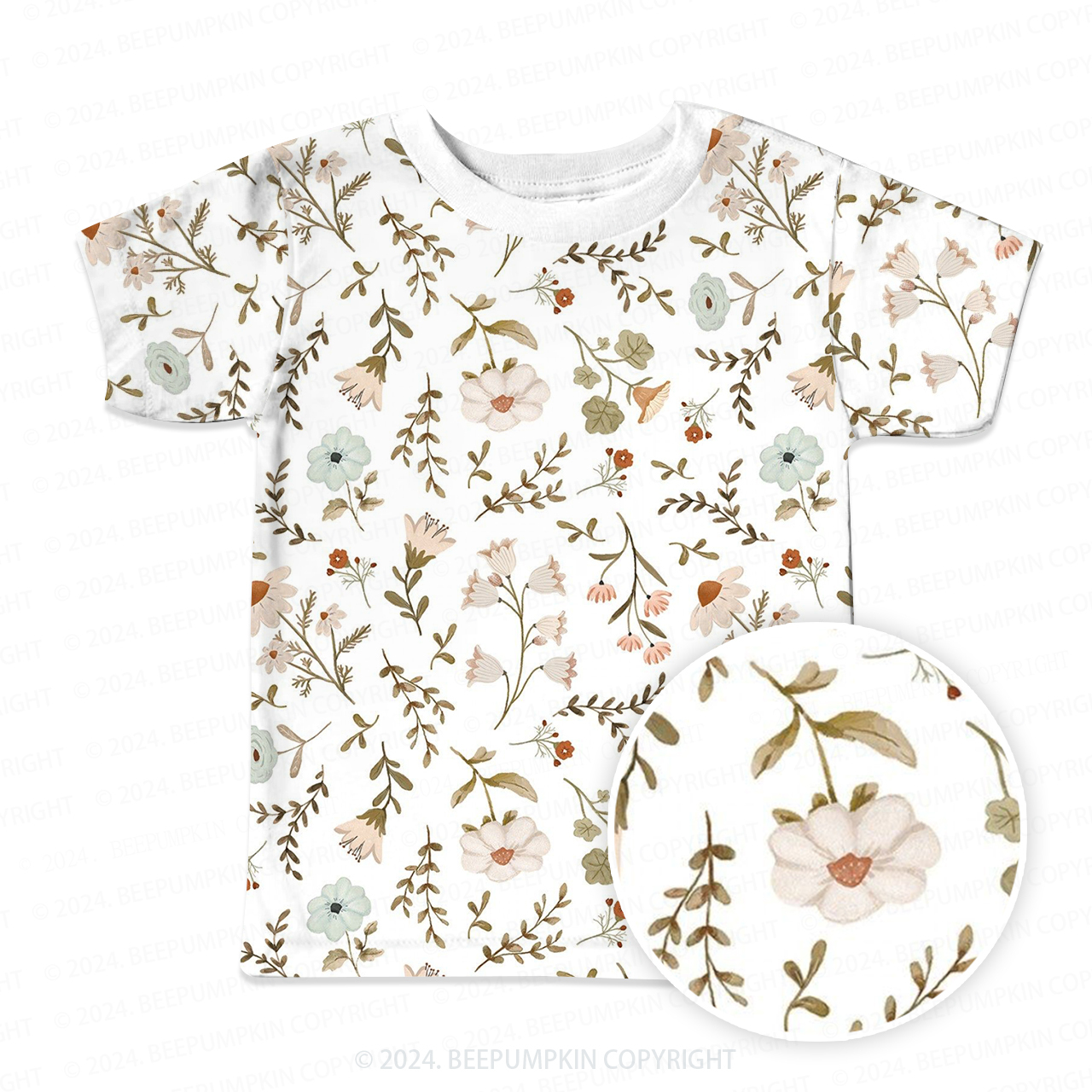Willow Branches And flowers All Over Print Kids Tees