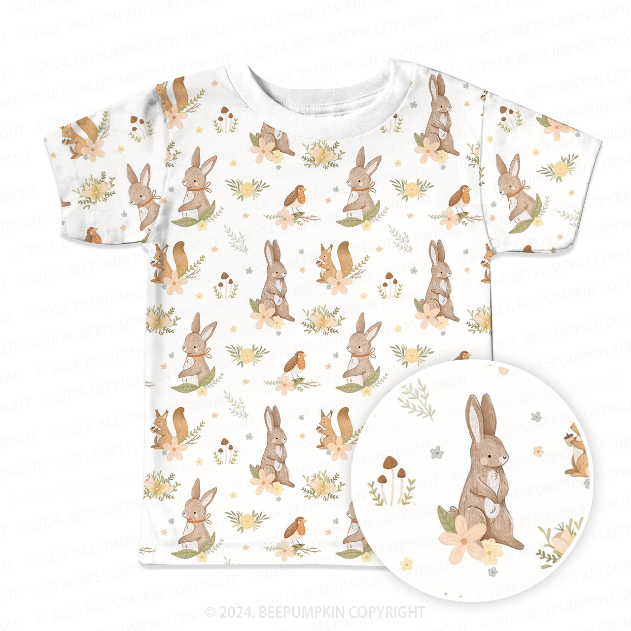 Curious Squirrel And Birde All Over Print Kids Tees