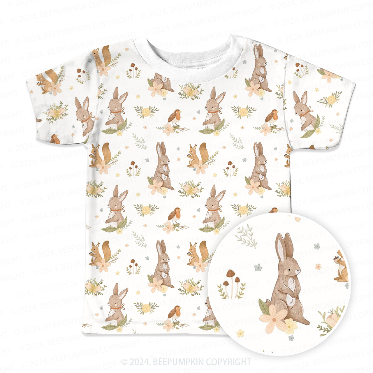 Curious Squirrel And Birde All Over Print Kids Tees