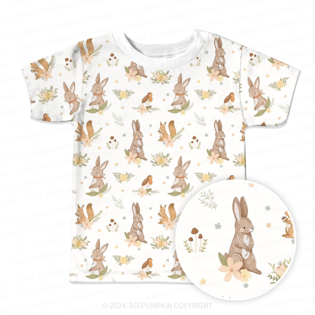 Curious Squirrel And Birde All Over Print Kids Tees