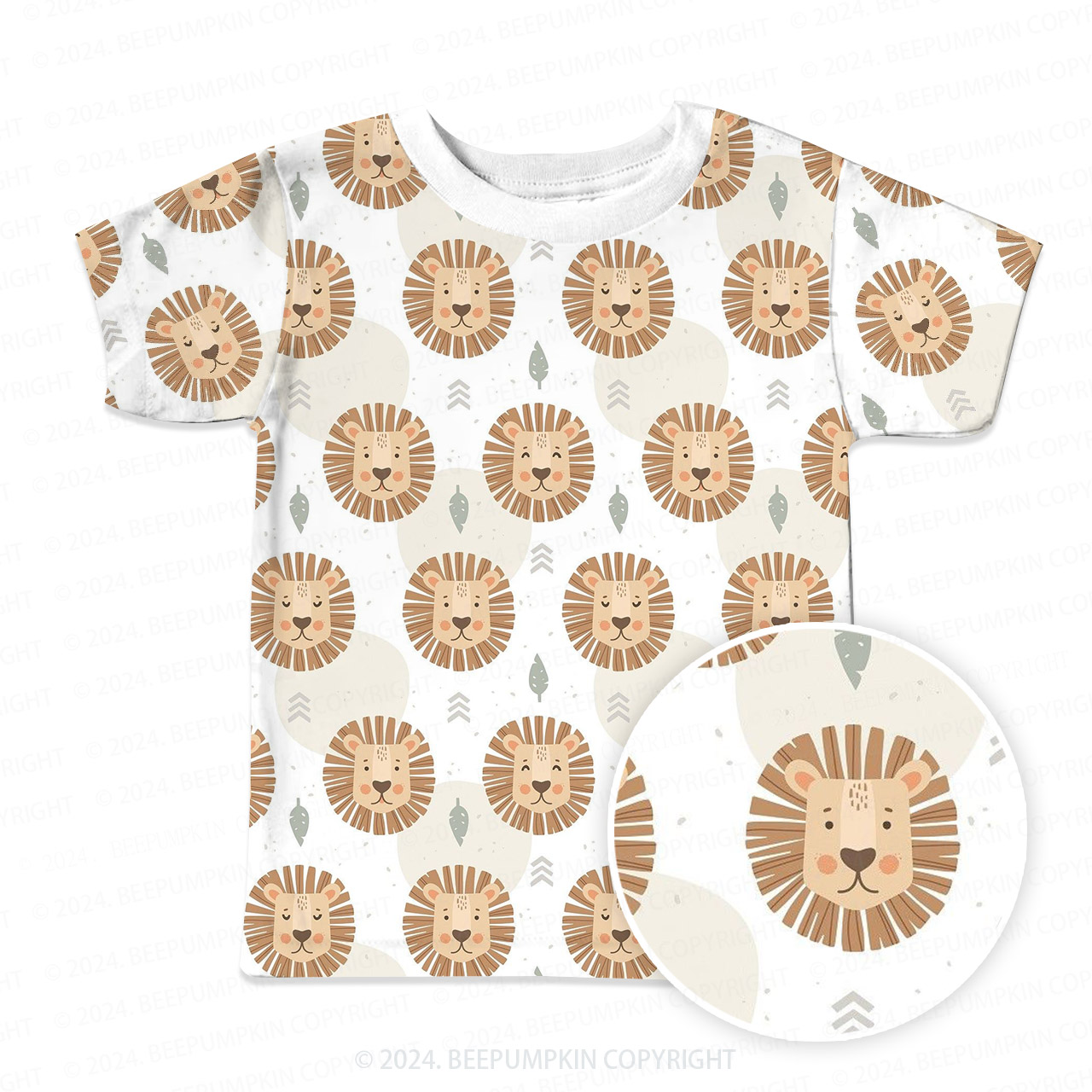 Lion Head Expression All Over Print Kids Tees 
