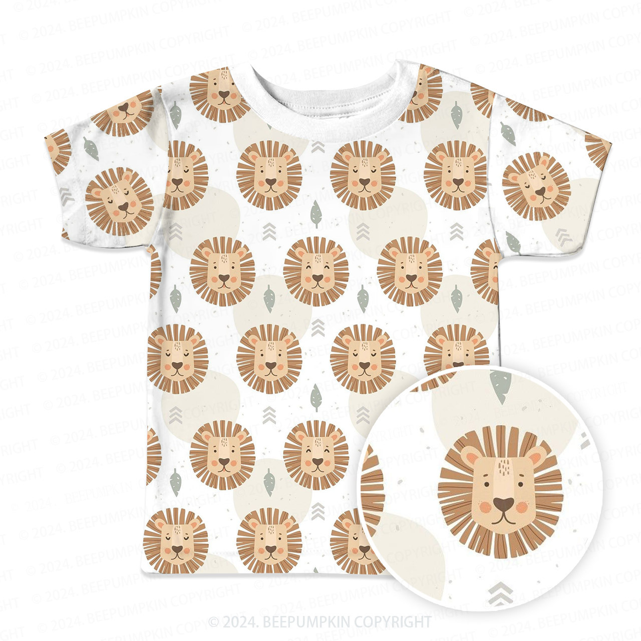 Lion Head Expression All Over Print Kids Tees 