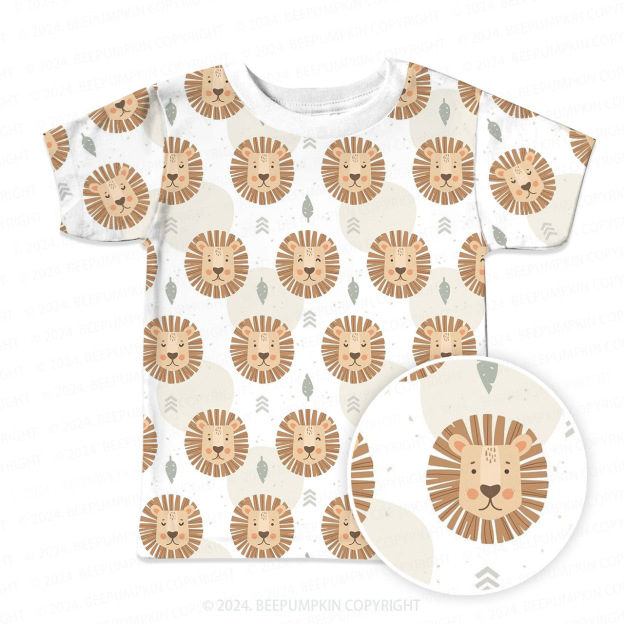 Lion Head Expression All Over Print Kids Tees 