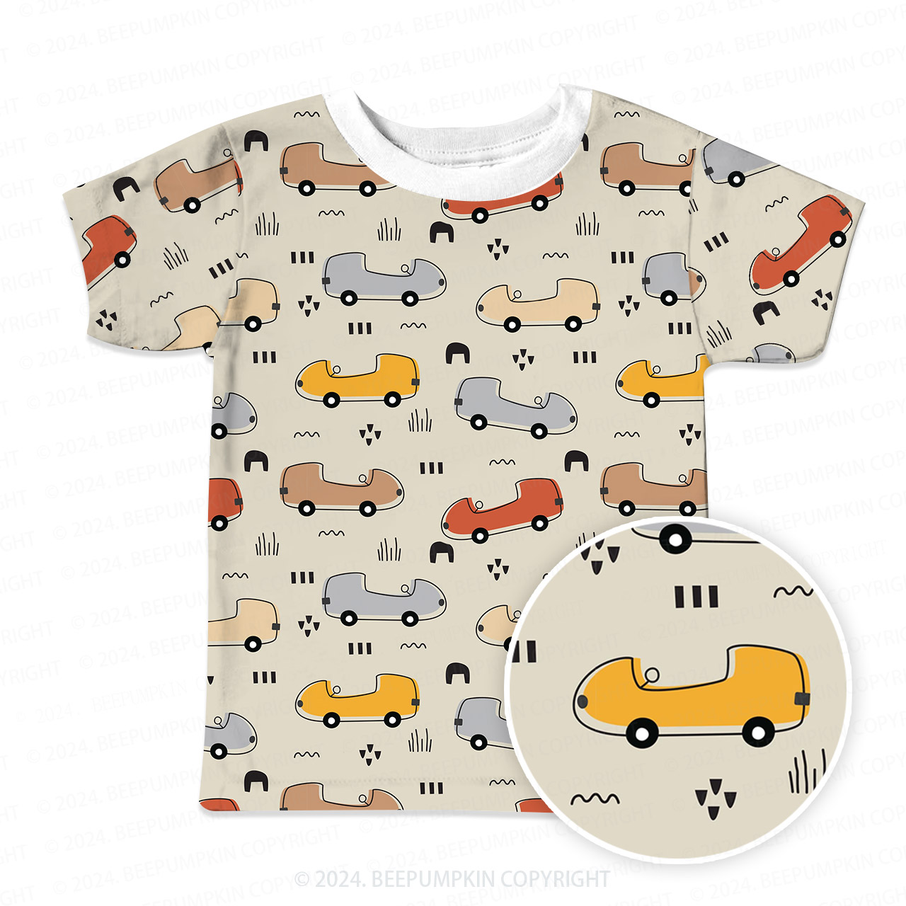 Cartoon Traffic Car All Over Print Kids Tees