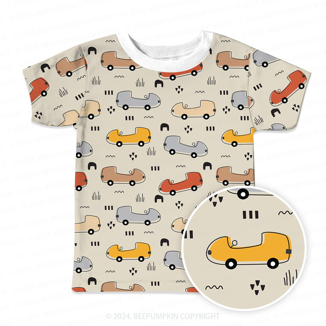 Cartoon Traffic Car All Over Print Kids Tees
