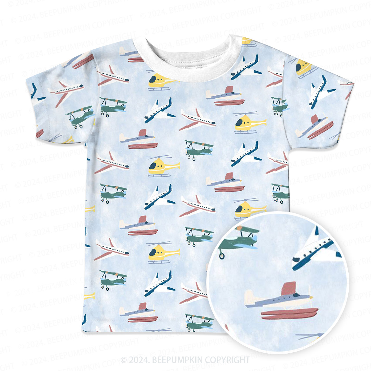 Aviation Helicopter Plane All Over Print Kids Tees