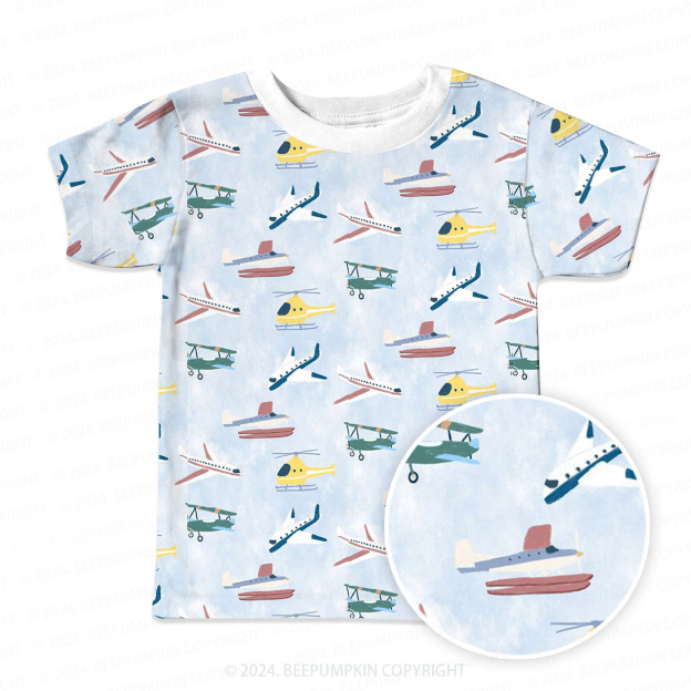 Aviation Helicopter Plane All Over Print Kids Tees