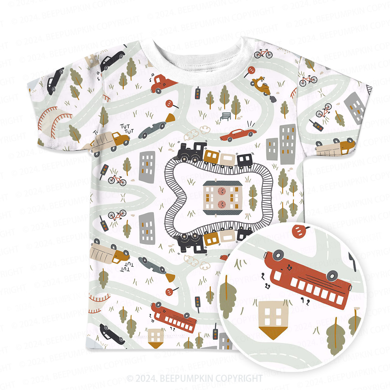 Urban Transportation Routes All Over Print Kids Tees