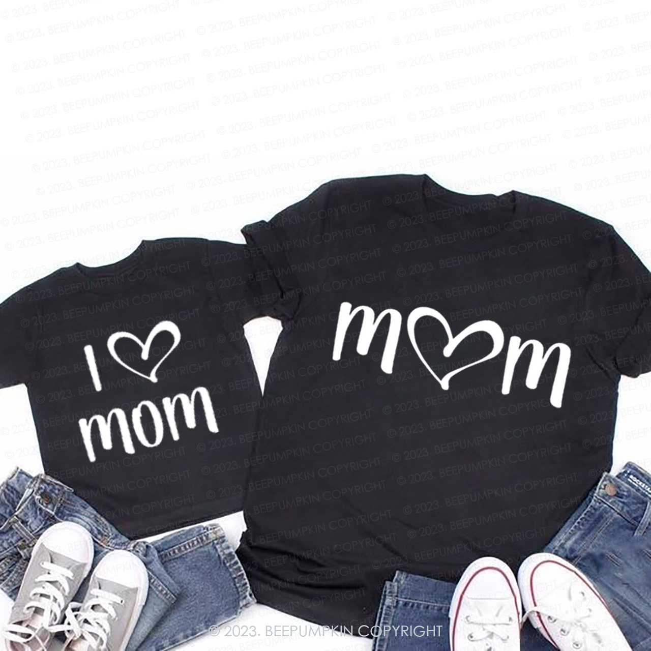 I Love Mom Matching T-Shirts For Mom&Me